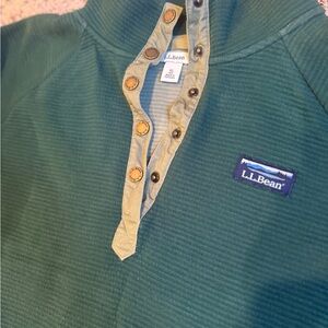 L.L. Bean Forest Green Button-Up Pullover